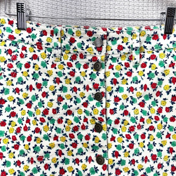 J. Crew Mercantile Womens Skirt Small Floral Stretch Button-Up Slash Pocket - Picture 3 of 7